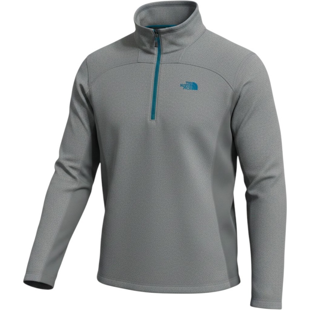 The North‎ Face Quarter Zip Pullover Mens Large Grey Teal Athletic Hiking Top